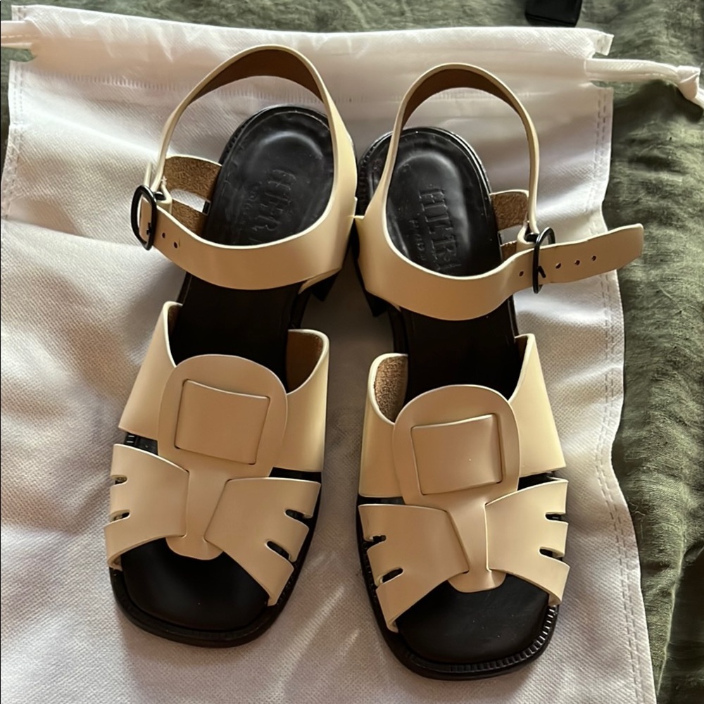 Hereu Cream Fisherman Sandals with Ankle Strap